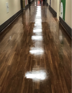 hallway after floor care and restoration services